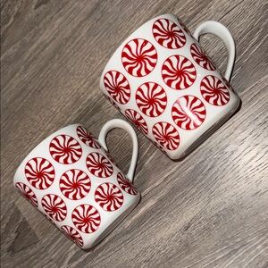Crate&Barrel Peppermint  Swirl Mugs